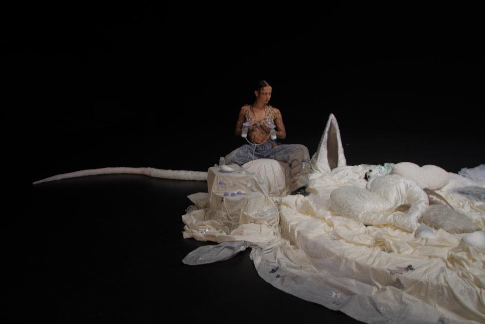 Mercedes and a pile of white fabric and plastic